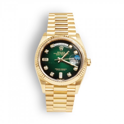 128238 Day-Date Yellow Gold 'Green Ombre' Diamond Dial (New 2022)