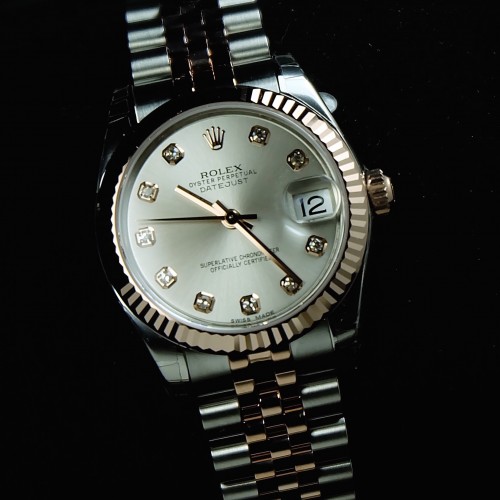 DATEJUST SILVER DIAMOND TWO TONE ROSE GOLD BOYSIZE